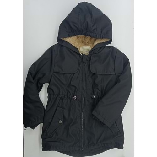 GİZLİ MANŞETLİ MONT KIZ 5/8 YAŞ - SİYAH - 5-6 YAŞ