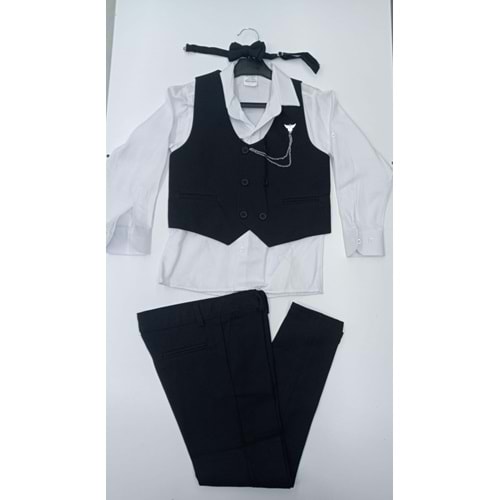 5351 6\9 planet 6 düğme yelekli takım - SİYAH - STANDART