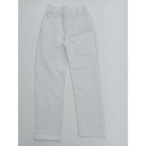 İLKOKUL RİBİNALI PENYE PANTALON - BEYAZ - 7-8 YAŞ
