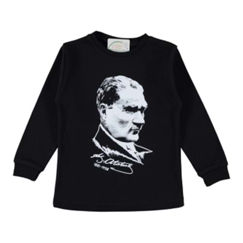 364769 ATATÜRK VE İMZA BASKILI SWEAT 9/12 YAŞ - SİYAH - 10-11 YAŞ