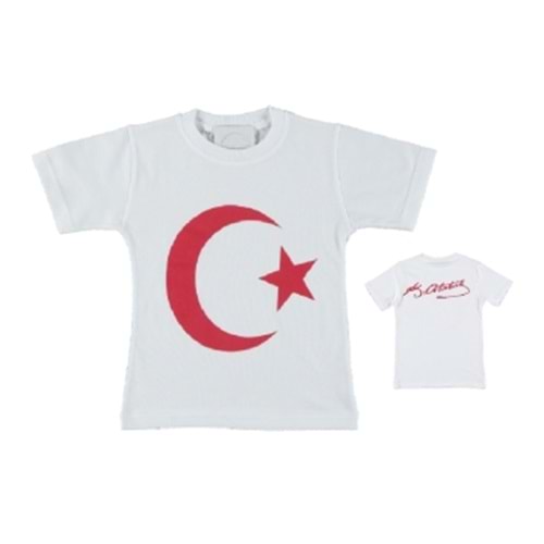 402372 TÜRK BAYRAK BASKILI TİŞÖRT 10/13 YAŞ - BEYAZ - 9-10 YAŞ