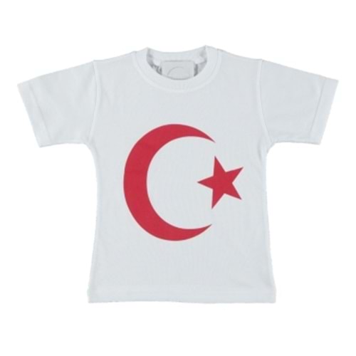 173031 BAYRAK BASKILI TİŞÖRT 7/15 YAŞ - BEYAZ - 9-10 YAŞ