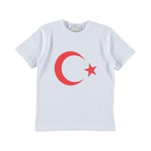 402371 TÜRK BAYRAK BASKILI TİŞÖRT 6/9 YAŞ - BEYAZ - 7-8 YAŞ
