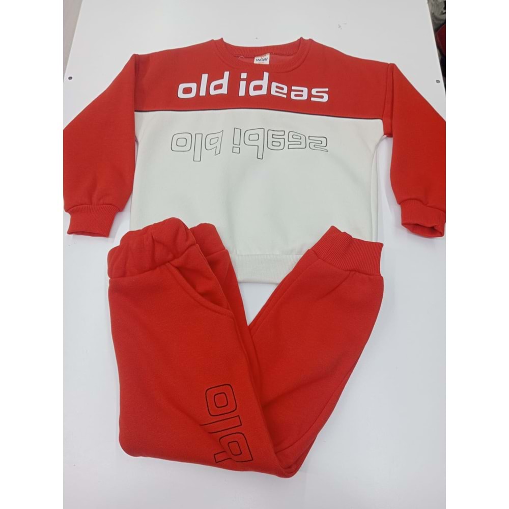 415170 Parçalı Old İdeas Baskılı Erkek Takım 5Y,6Y,7Y,8Y - KIRMIZI - 7-8 YAŞ